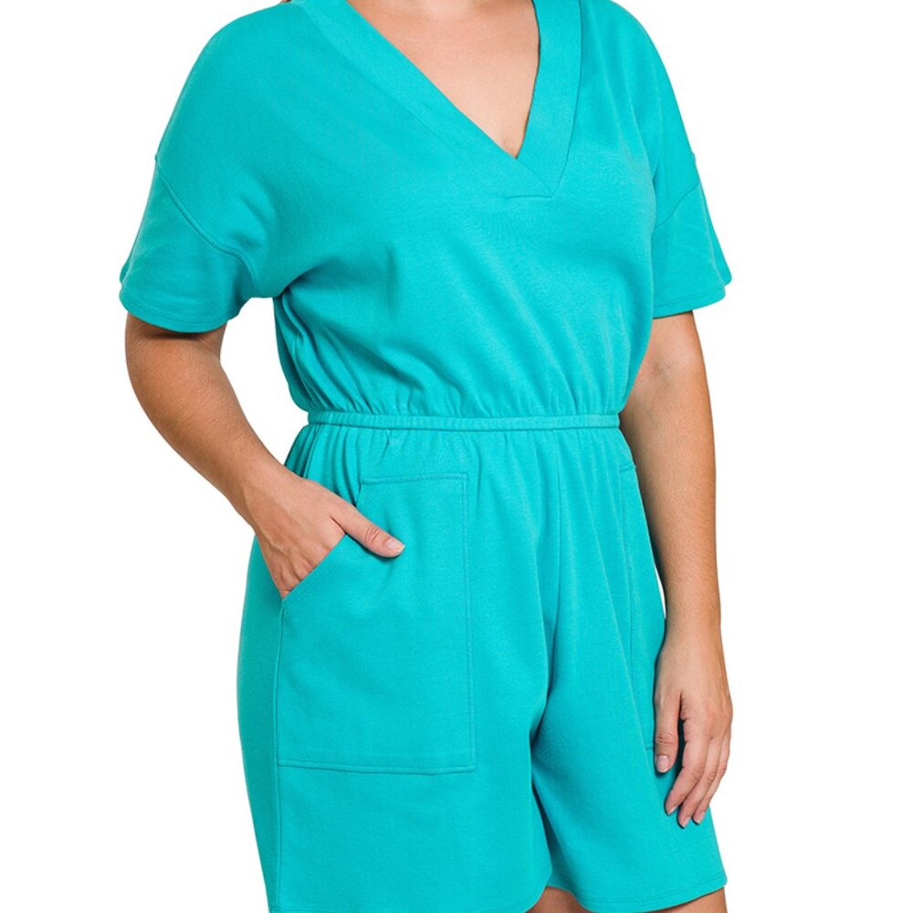 ROMPER V-NECK WITH POCKETS